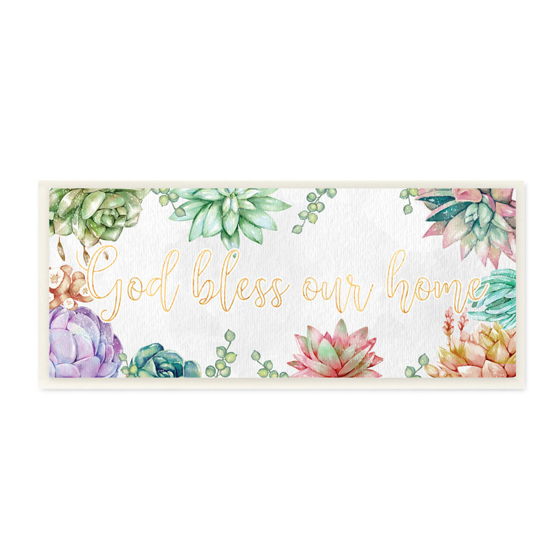 God Bless Our Home Expression, Bois naturel, H 7 po x l 17 po x P 0,5 po