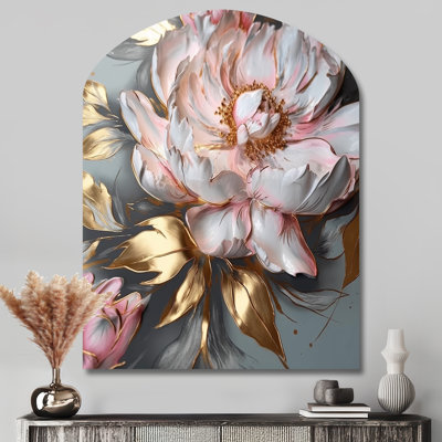 Rose et gris pivoines élégance IV - pivoines asymétriques, reproduction d'art murale en métal Freeform