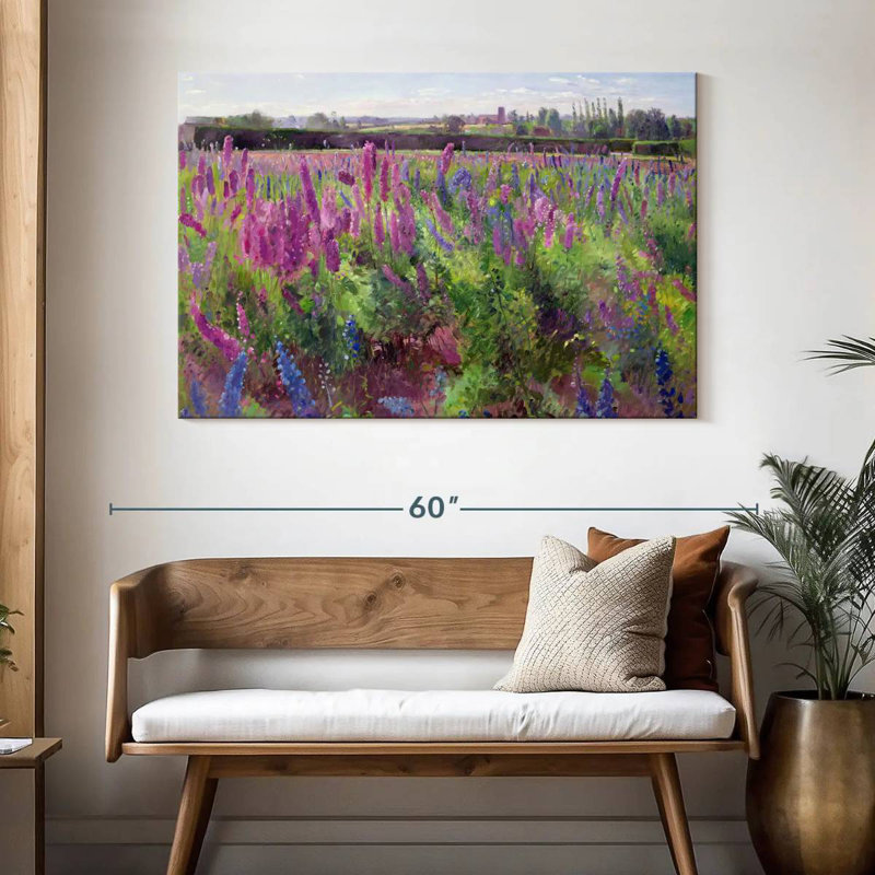 Alvord The Delphinium Field, H 32 po x l 48 po