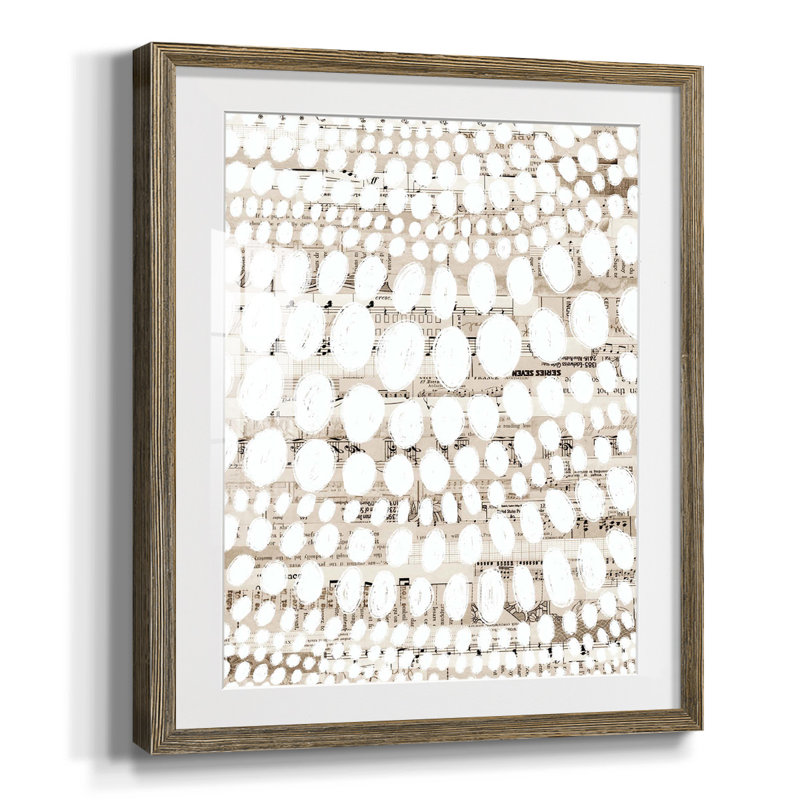 Motif rétro III, reproduction encadrée, Papier avec cadre noyer, Blanc