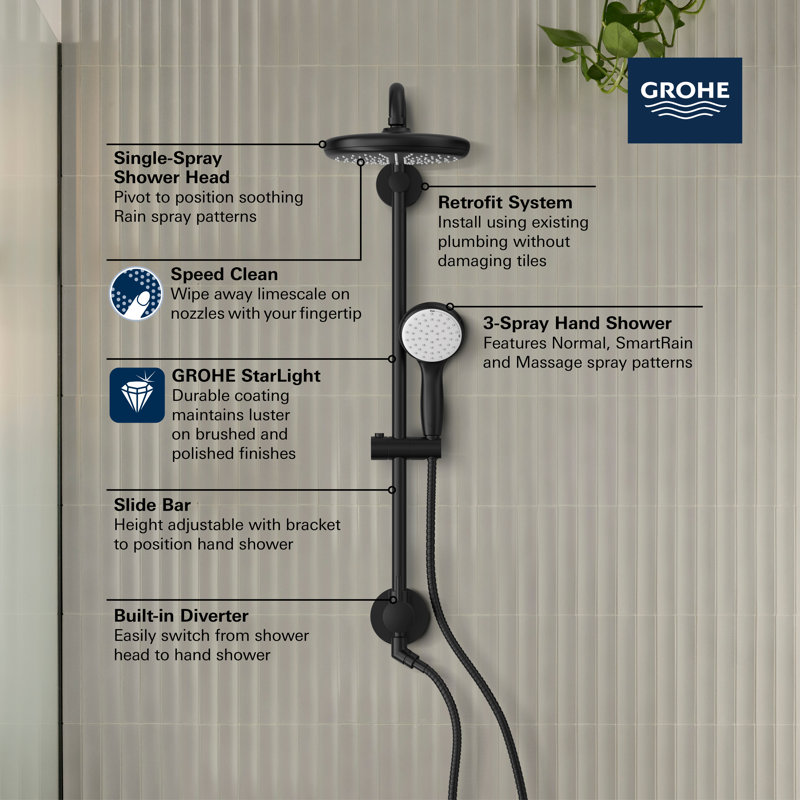 Retro-Fit™ Volume Control Pressure-Balanced Complete Shower System with SpeedClean Technology, Starlight Chrome