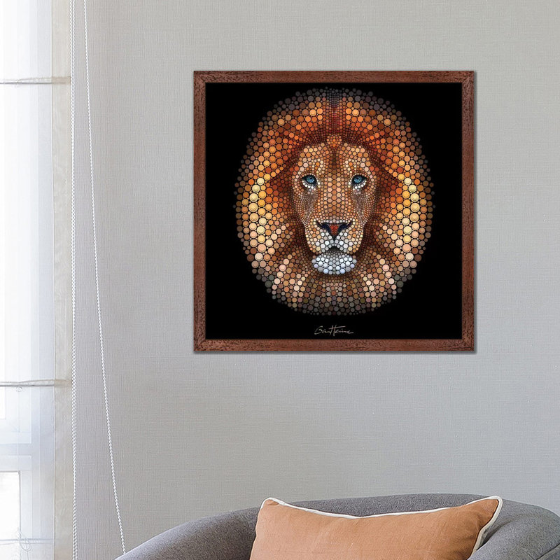 Lion 1 Piece Wall Art on Canvas, 66.04 cm H x 66.04 cm W, Brown Framed