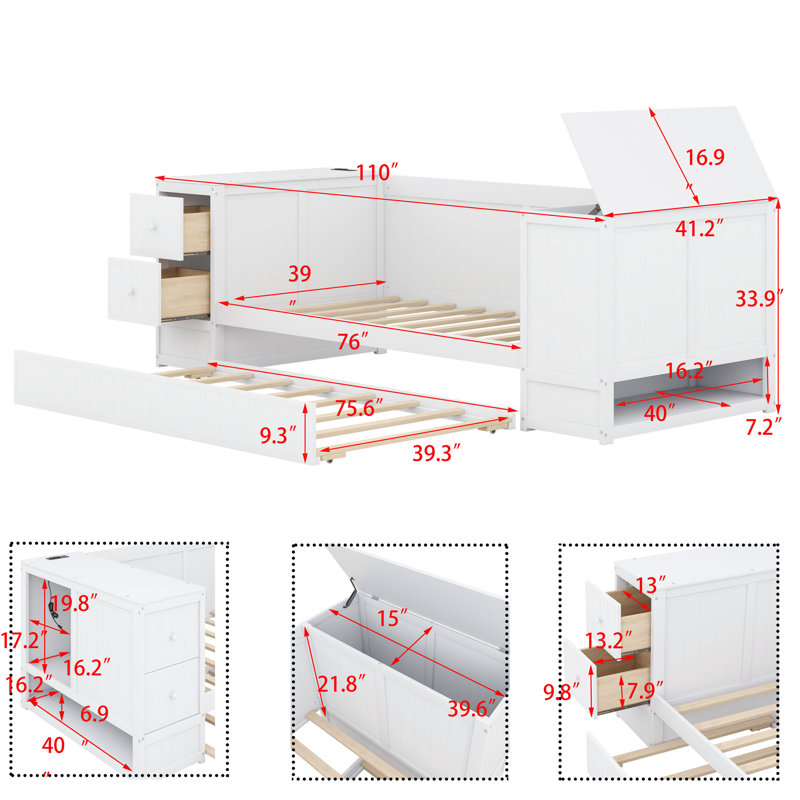 Jenea Slat Bed, White