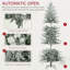 Arbre de Noël artificiel 7,5 pi avec 7,5 branches de neige floquées, 350 lumières claires jaunes chaudes, ouverture automatique, ampoule supplémentaire