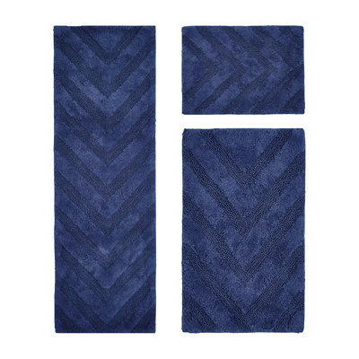 Ensemble de tapis pour salle de bain 100% coton Branston de qualité supérieure avec envers antidérapant, lavable à la machine, luxueux tapis Chervon super absorbant et touffeté pour la salle de bain, la douche et la baignoire