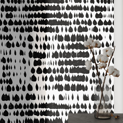 Papier peint à pois noir et blanc