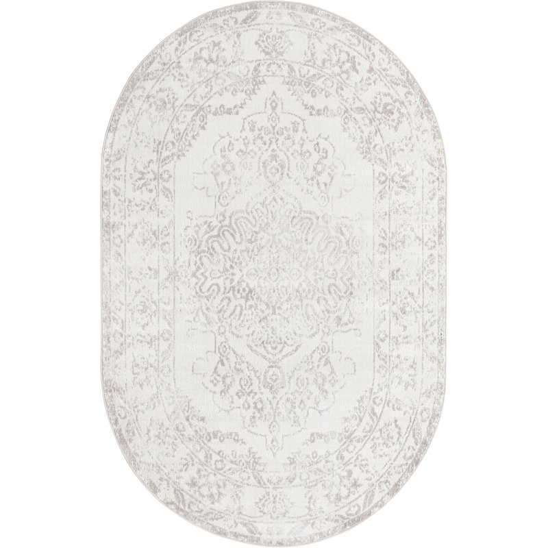 Tapis gris contemporain Contemporary, Ovale 5 pi x 8 pi