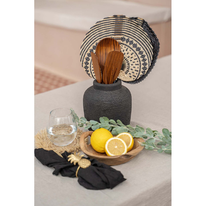 Rodelfo Terracotta Table Vase, 14cm H x 13cm W x 13cm D, Black
