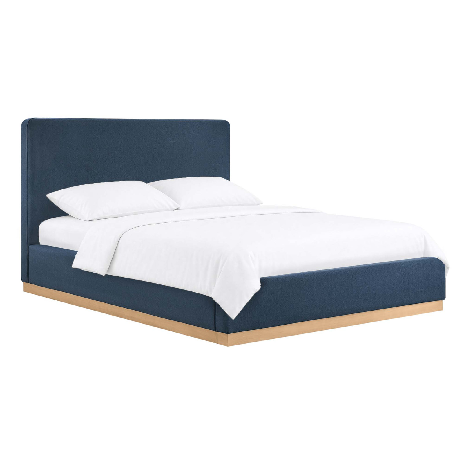 Grounded Upholstered Platform Bed, Queen, Navy
