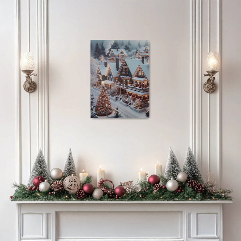 Art mural à piles avec éclairage - Ville de Noël