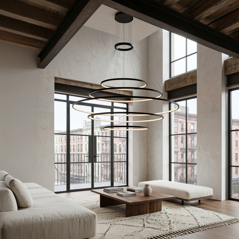Circular 5 - Light LED Chandelier, Black, 3000K, Black