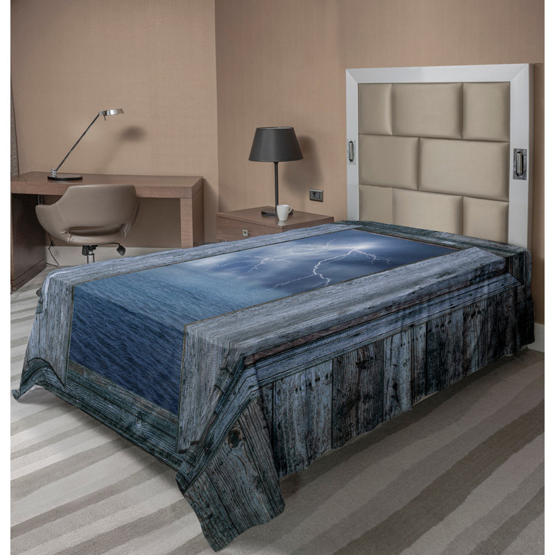 Drap-housse bleu clair Ambesonne, Drap plat pour lit simple TG