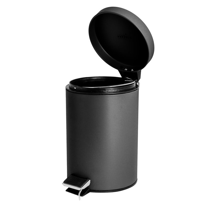 Harbour Housewares 3L Square Bathroom Pedal Bins, Black