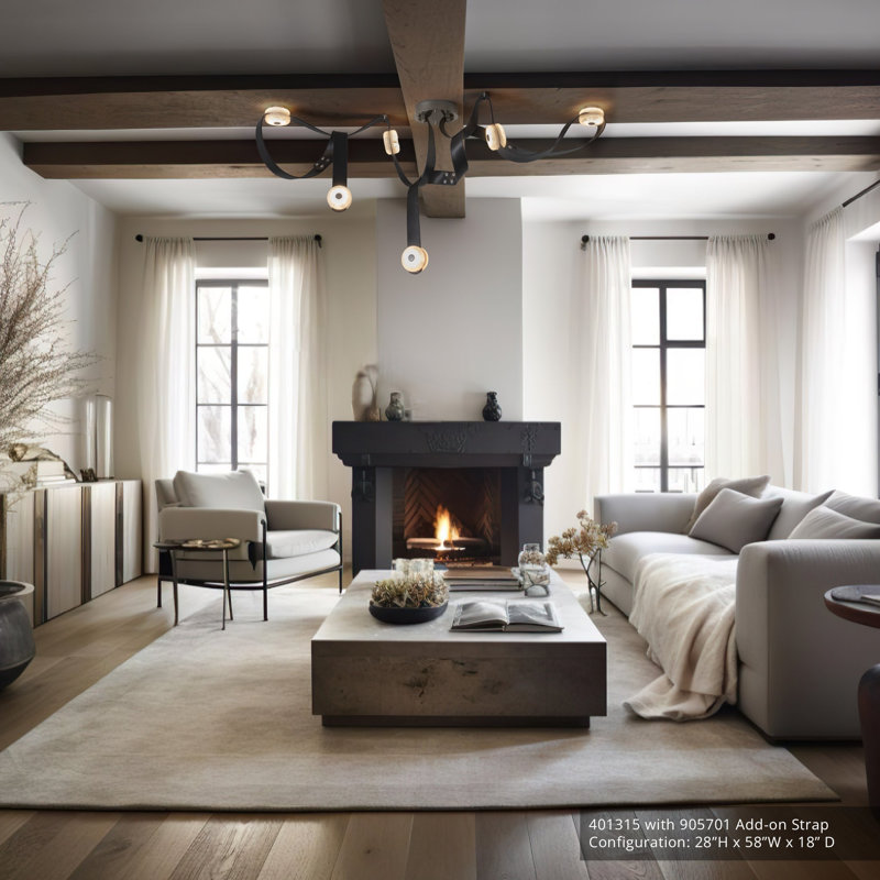 SNAPS 6 - Light LED Pendant by Andy Morter, Sterling, Black Leather