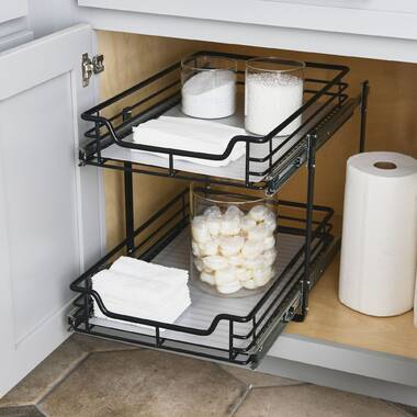 StorageBud 2 Tier Non-Slip Grip Under Sink Organizer with Utility Hooks,  Side Caddy & Sliding Drawer & Reviews