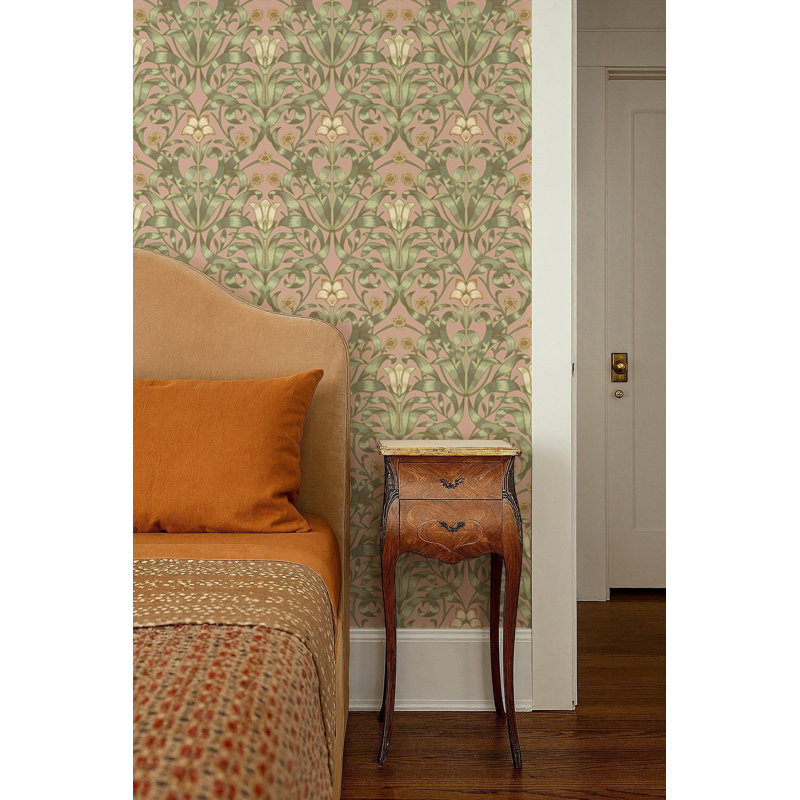 Ribbon Lily - Wallpaper, Peel & Stick, Sunset Pink