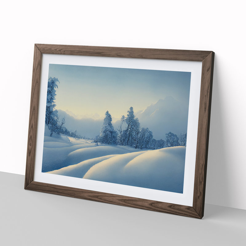 XH1022-10191X Winter Forest Landscape Vol.7 - Single Picture Frame Print, 25cm H x 34cm W x 2cm D, Walnut