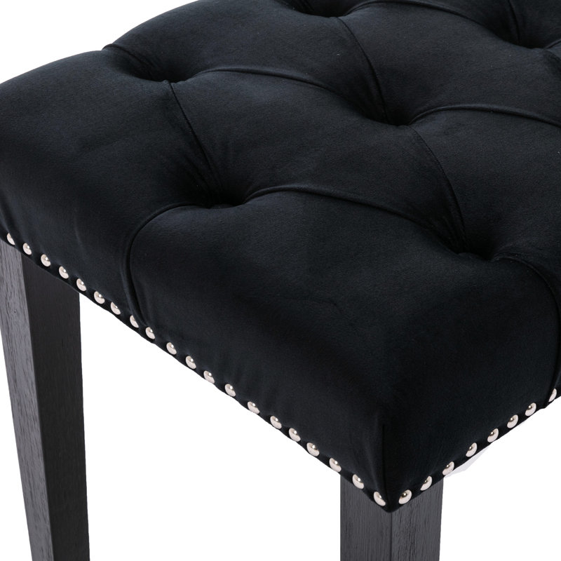 Heng Ming Upholstered Tufted Bench Ottoman , Velvet Dining Bench Bedroom Bench  Footrest Stool Accent Bench For Entryway Dining Room Living Room, Black
