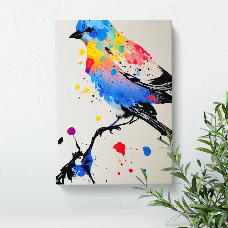 Paint Splash Bird No.2 - Wrapped Canvas, 50cm H x 35cm W x 3cm D