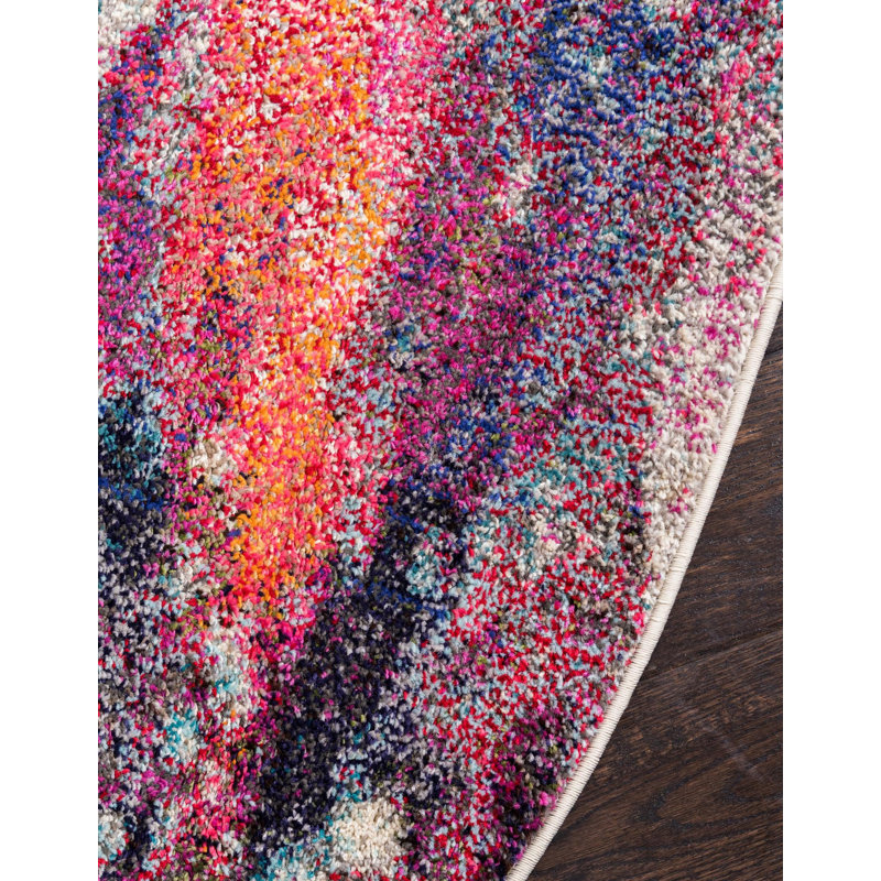 Jaclyn Washable Abstract Indoor Rug, Round 8'