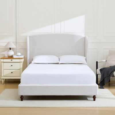 Harper Tall Headboard Upholstered Bed / 54" High Headboard / Elegant Simplicity  / No Box Spring Needed / Easy Assembly