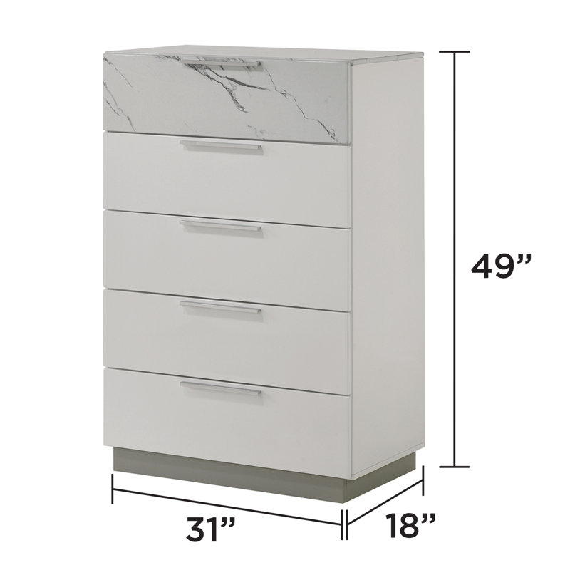 Witham 5-Drawer White Chest
