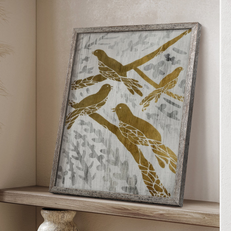«Four Calling Birds» - impression encadrée des Fêtes de la feuille d'or - bois massif, H 30 po x l 24 po