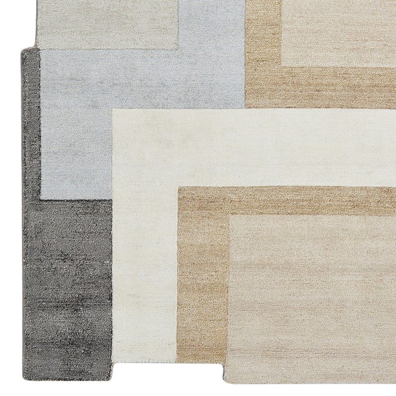 Jenny From The Block Geometric Area Rug in Brown/Blue/Pink, Rectangle 6' x 9'