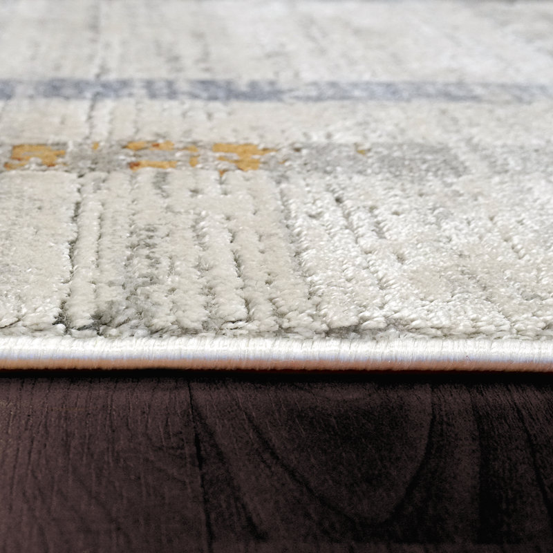 Jayden-Scott Geometric Gray/Blue Area Rug, Rectangle 5'3" x 7'7"