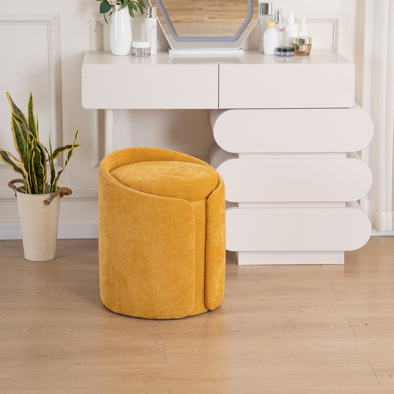 Eleny Upholstered Velvet Storage Ottoman, Yellow