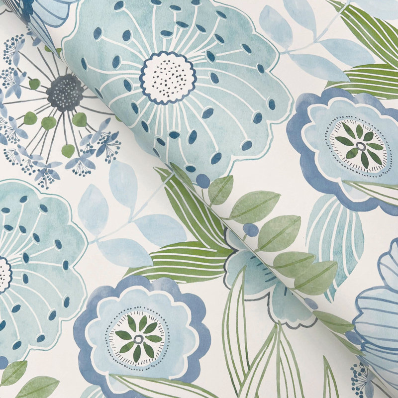 Papier peint artistique Bouquet neutre, Bleu