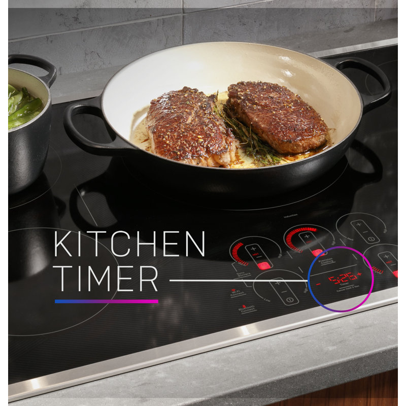 36" Induction Cooktop with 5 Elements, Black/Stainless Steel