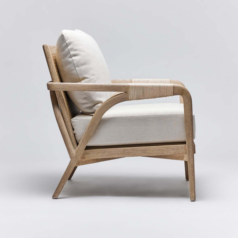 Delray Upholstered Armchair, White Ceruse, Sage Brush