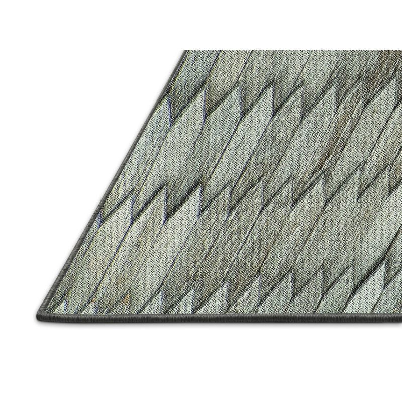 Tapis vert lumineux tissé à la machine, Rectangle 5 pi x 7 pi