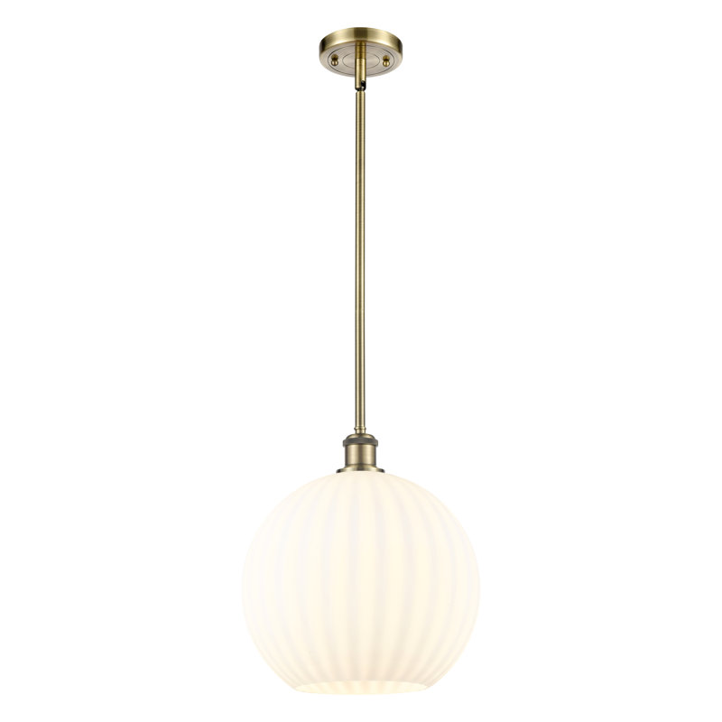 Luminaire suspendu 1 lumière Sabanc, Laiton antique, H 13,5 po x l 12 po x P 12 po
