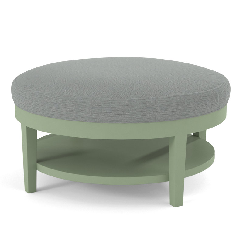 Midtown Upholstered Ottoman, Celery Finish, White Performance Fabric; 0851-94