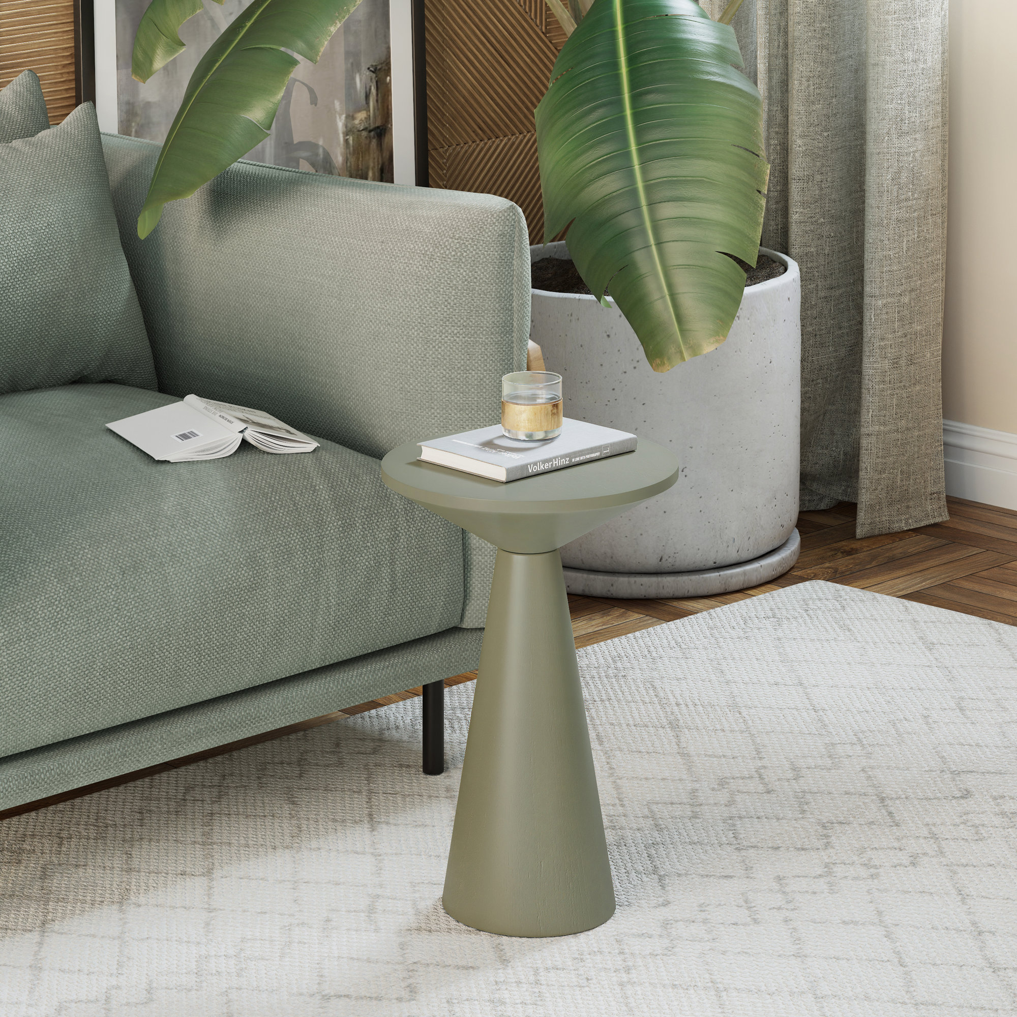 Bozovich Solid Wood End Table, 19.5" H x 13.5" W x 13.5" D, Dark Green