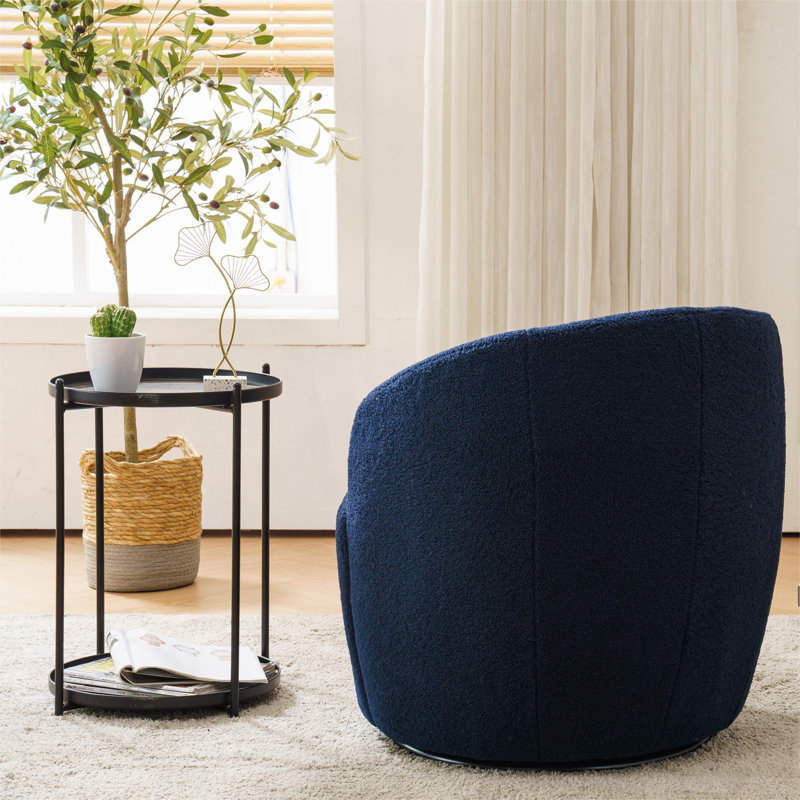 Jalin Upholstered Swivel Barrel Chair, Dark Blue