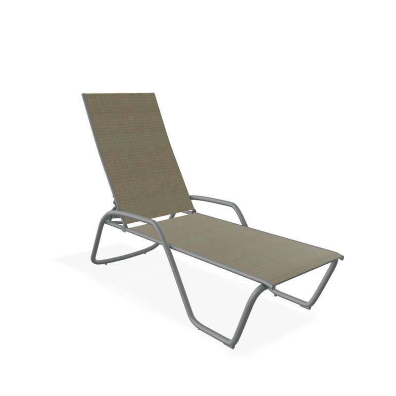 Outdoor Rust-Resistant Metal Chaise Lounge, Textured Graphite, Elevation Stone