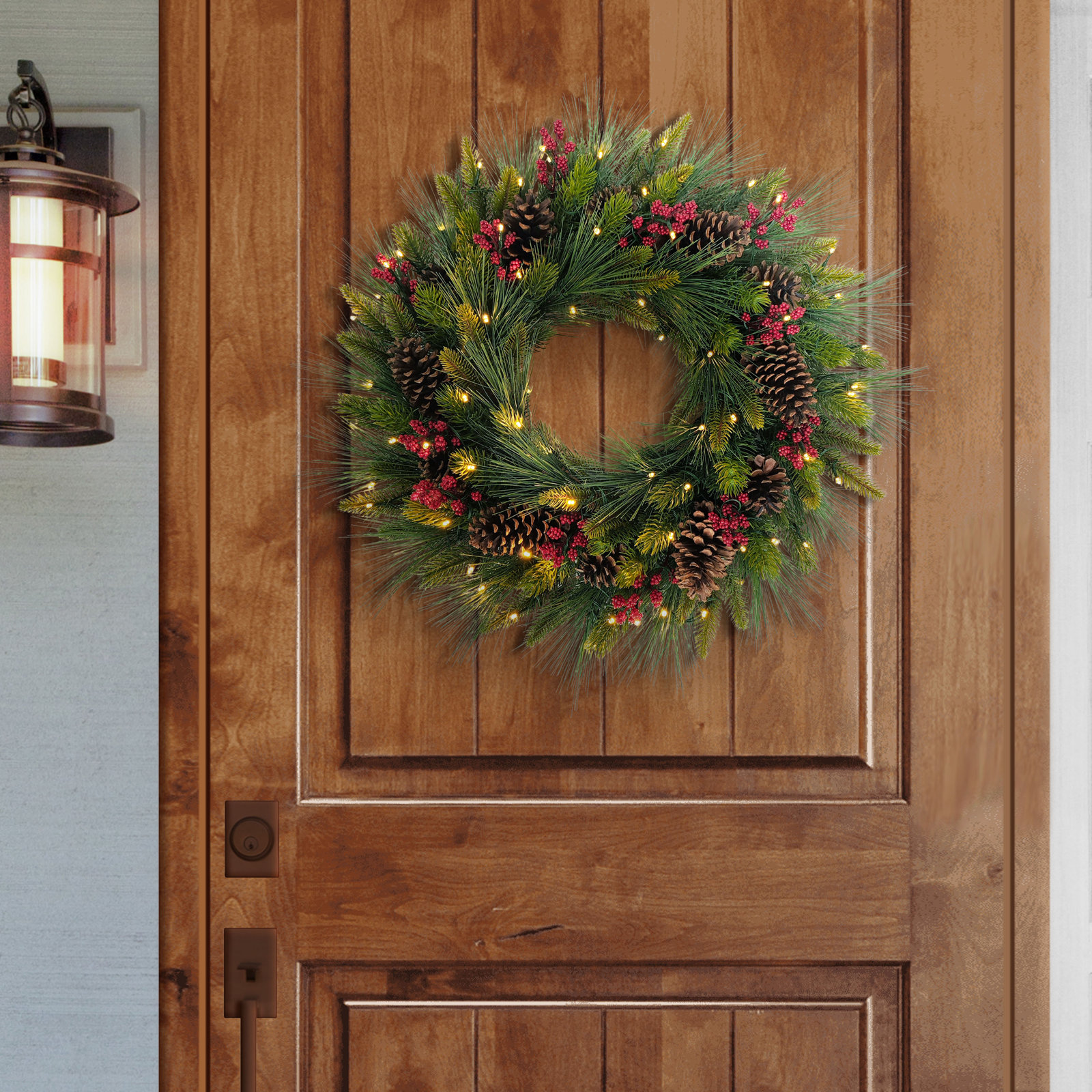 Pre-Lit Artificial Adorned Christmas Wreath