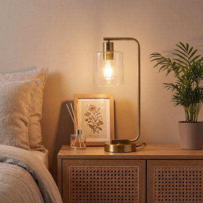 Lampe de table arquée à contrôle tactile 19 "avec ports USB