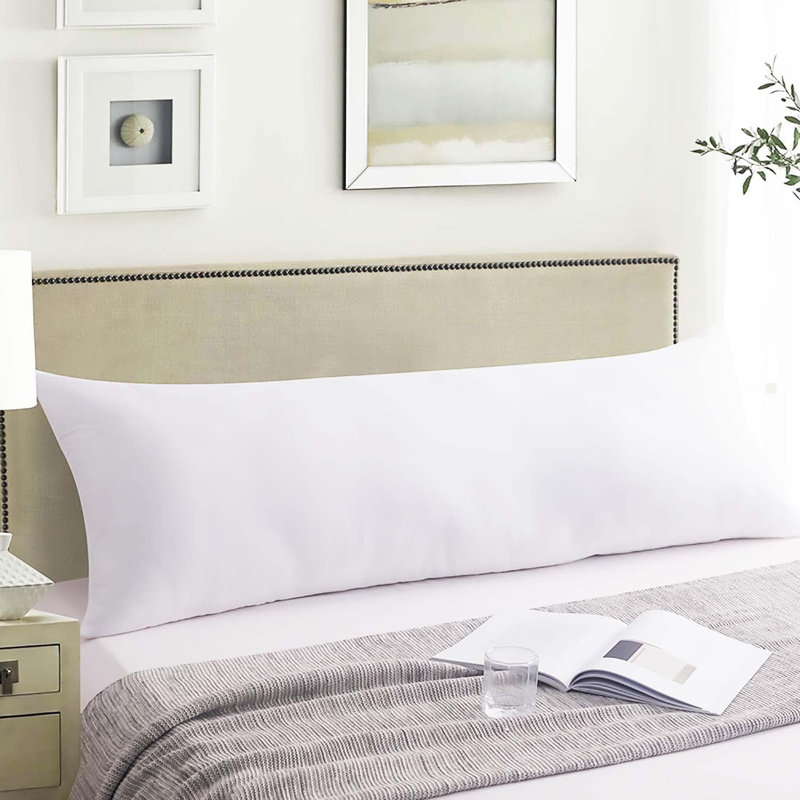  Cotton Body Pillow Insert - Cooling Breathable Full Body Pillow for Side Sleeper - Soft Long Bed Pillow for Adults - 20 x 55 inch-White