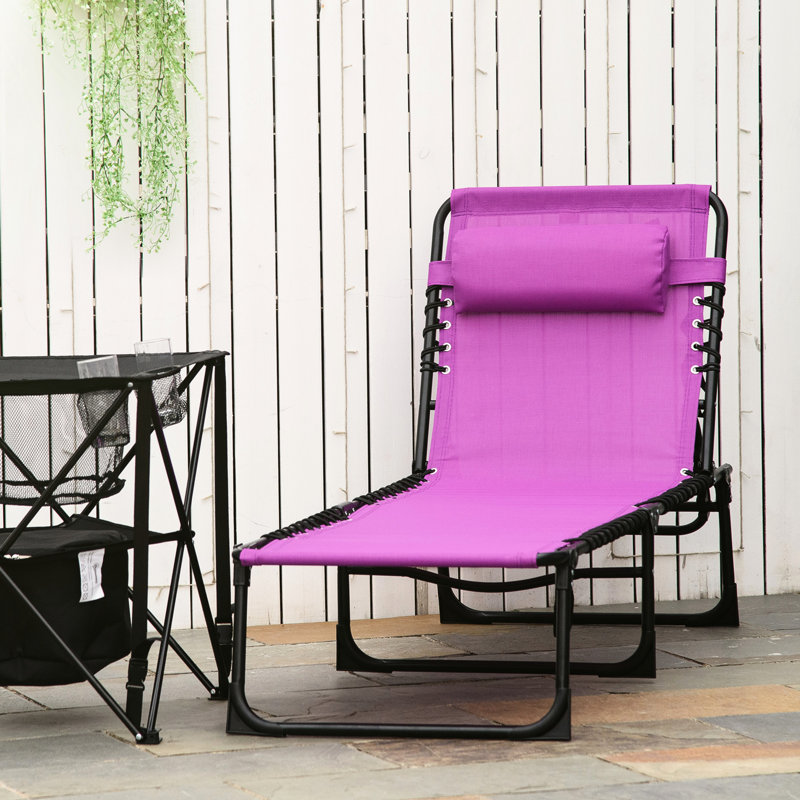 Chaise longue mauve pliable avec siège inclinable à 4 positions, siège respirant et surface respirante