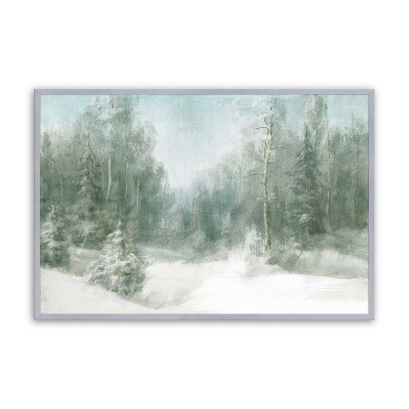 Imprimé paisible forêt givrée, Cadre en chrome poli, H 12,25 po x l 15,25 po