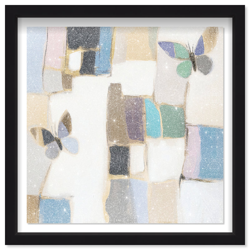 Bejewelled Butterflies Shadowbox Abstract Print by Oliver Gal, Black Frame, 12 x 12, 41.5"H x 41.5"W, Black Frame
