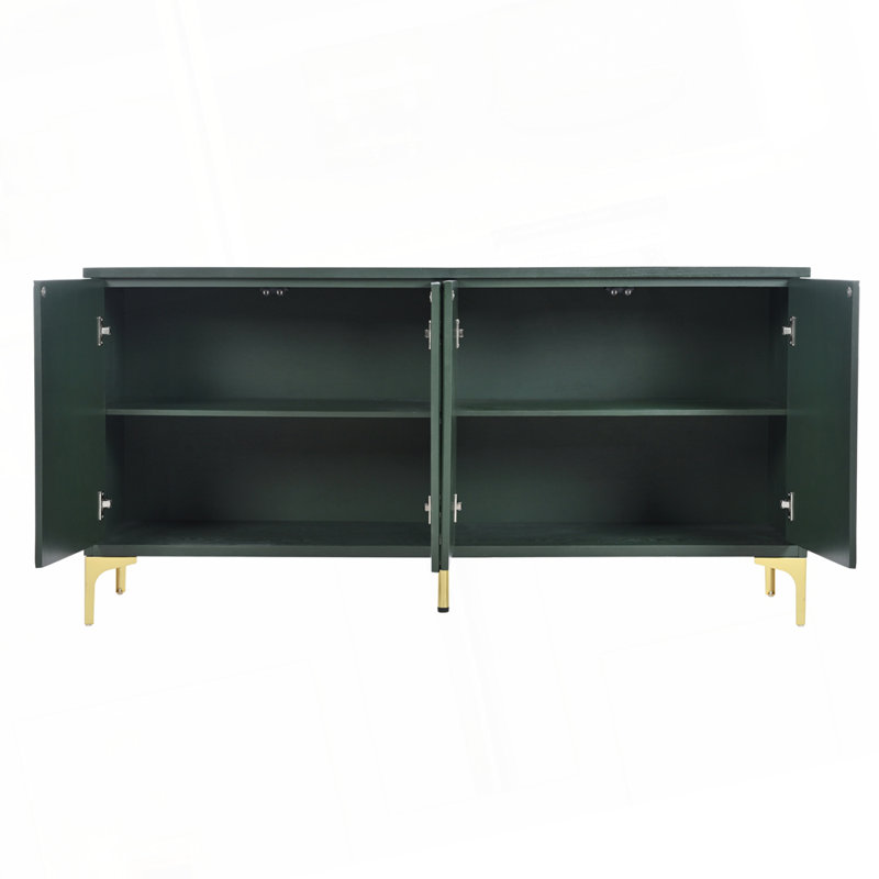  Buffet 60 "avec triangles géométriques et tablettes réglables, armoire de rangement pour la salle à manger, vestibule, Vert