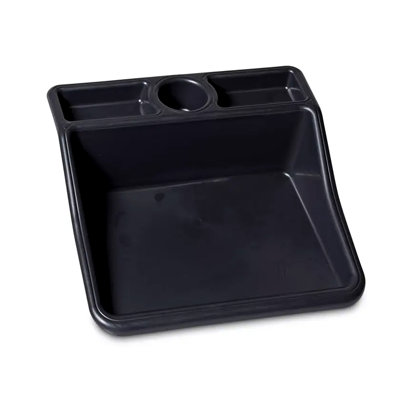  Compact Garden Tidy Tray with Shelf, 19" x 19.5" x 6", Indoor/Outdoor Potting Tray with Storage Shelf, Recycled Plastic, Black