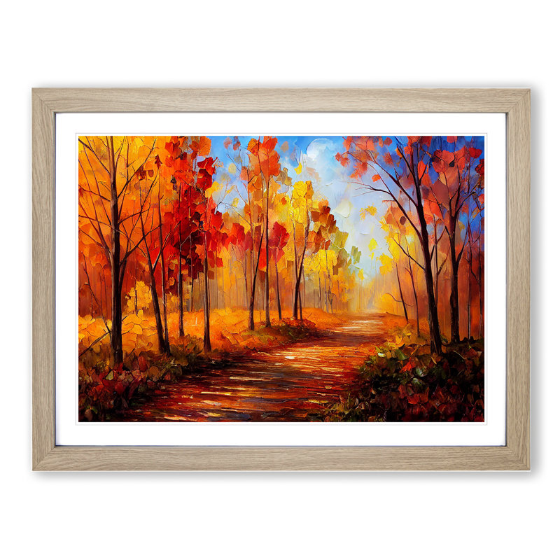 Amazing Autumn Forest Vol.1 - Single Picture Frame Painting, 46cm H x 64cm W x 2cm D, Oak