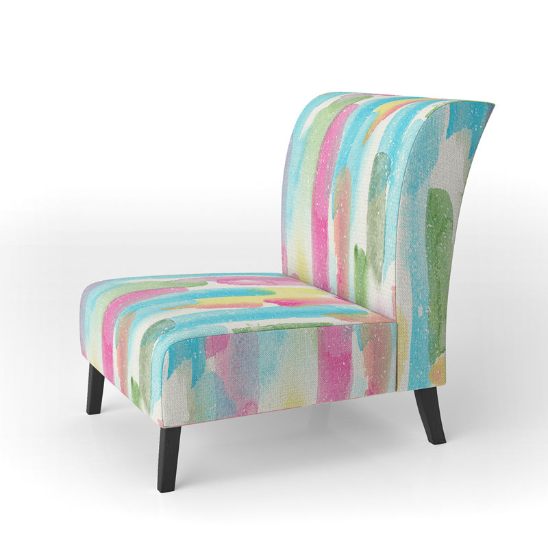 Fauteuil de chambre rembourré multicolore à rayures géométriques