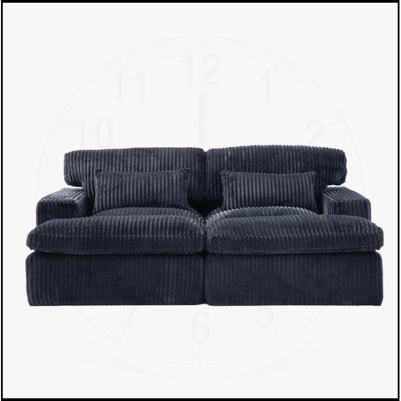 Double méridienne intérieure, canapé-lit surdimensionné et rembourré, siège de luxe, siège profond, sans assemblage requis, noir